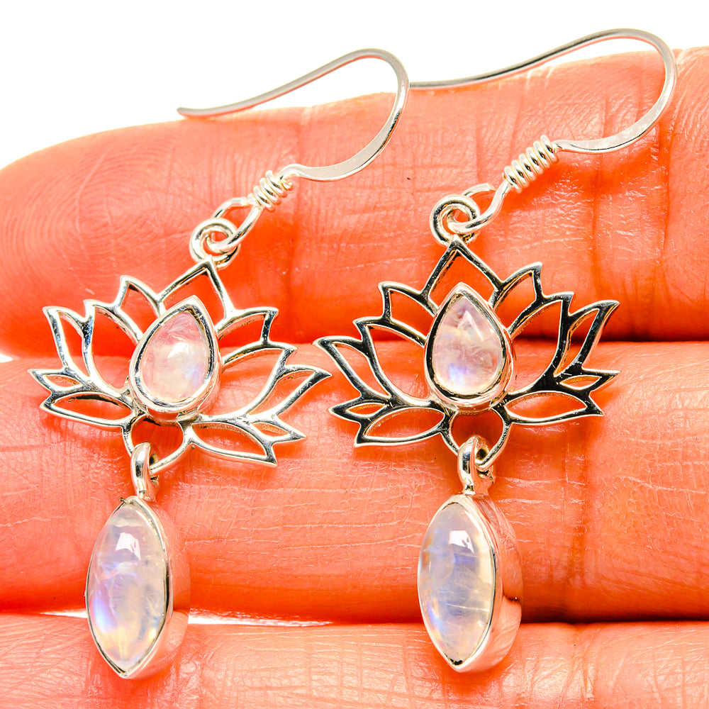 Rainbow Moonstone Earrings handcrafted by Anasilvercos - EARR425326