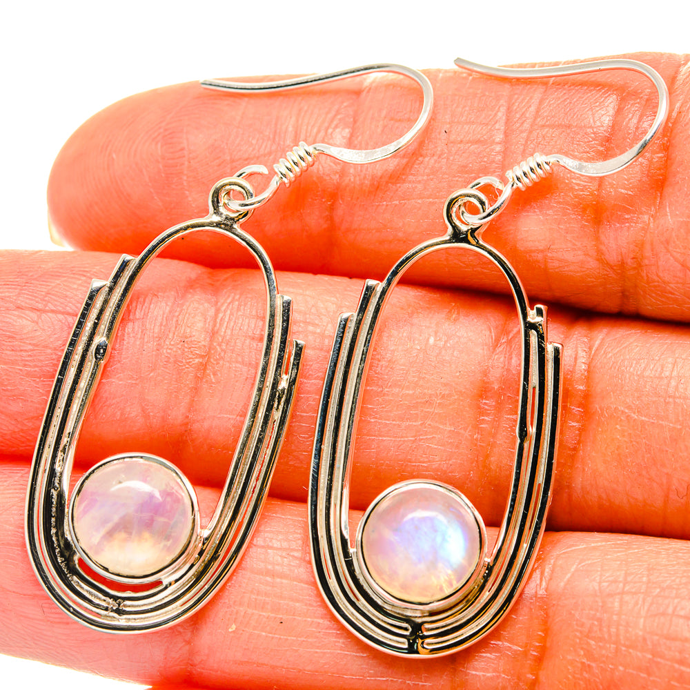 Rainbow Moonstone Earrings handcrafted by Anasilvercos - EARR425328