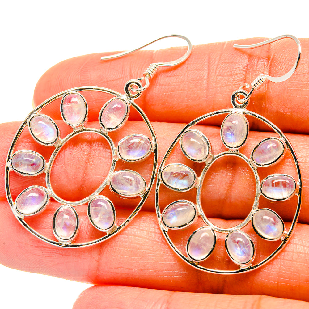 Rainbow Moonstone Earrings handcrafted by Anasilvercos - EARR425329