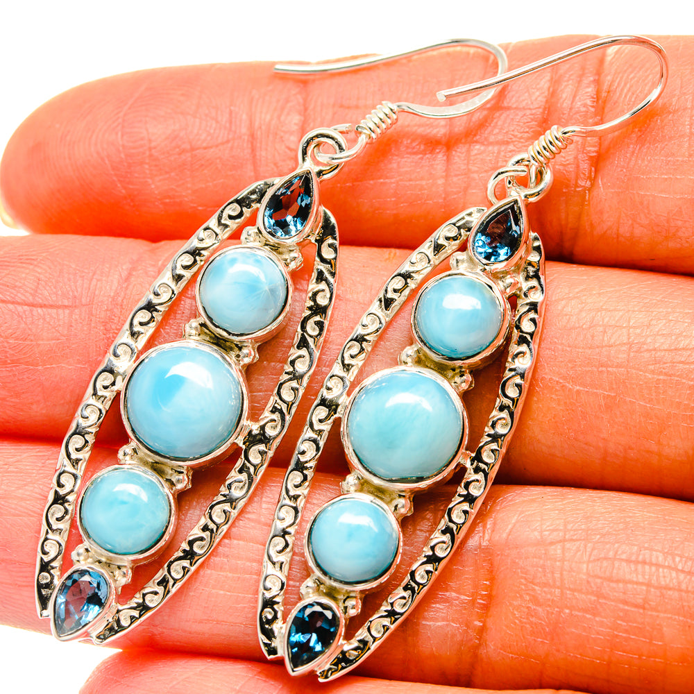 Larimar Earrings handcrafted by Anasilvercos - EARR425335