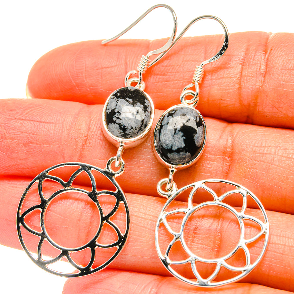 Snowflake Obsidian Earrings handcrafted by Anasilvercos - EARR425339