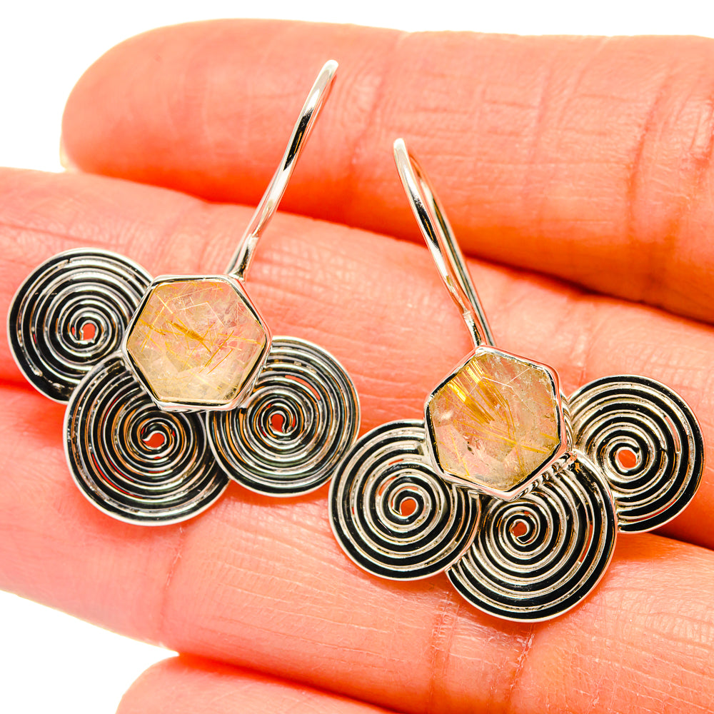 Rutilated Quartz Earrings handcrafted by Anasilvercos - EARR425360
