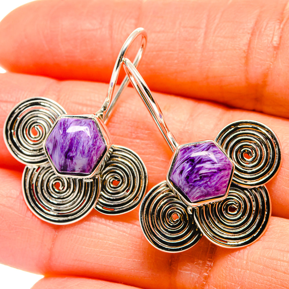 Charoite Earrings handcrafted by Anasilvercos - EARR425361