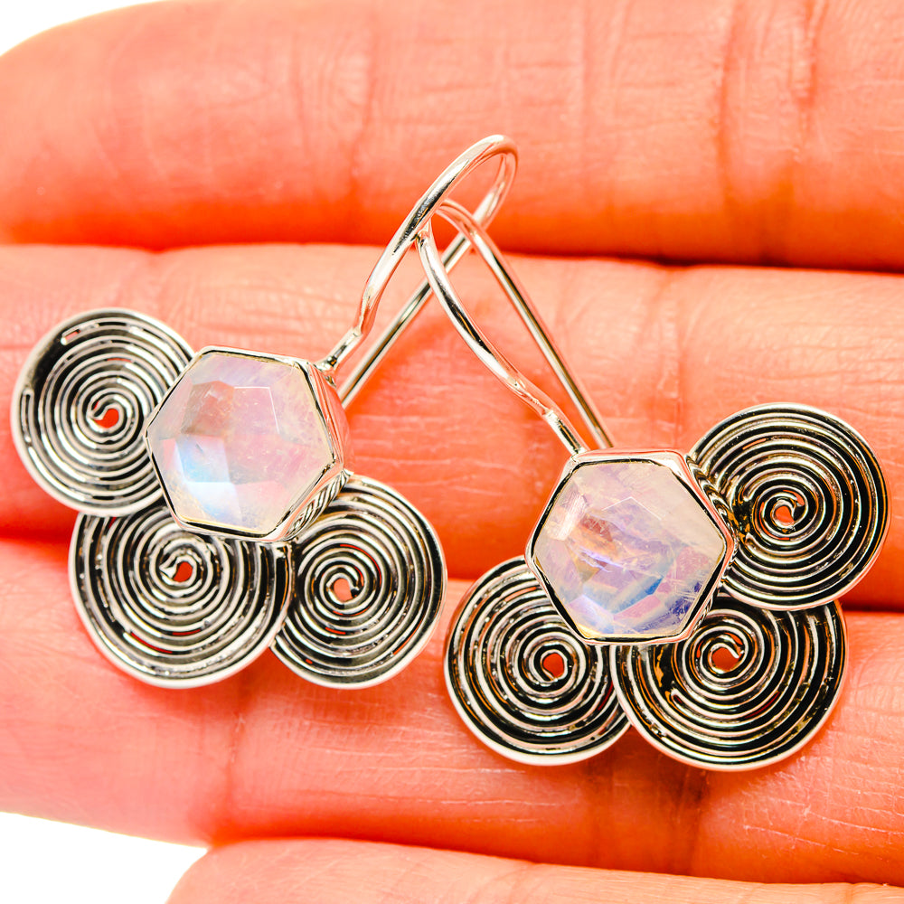 Rainbow Moonstone Earrings handcrafted by Anasilvercos - EARR425362