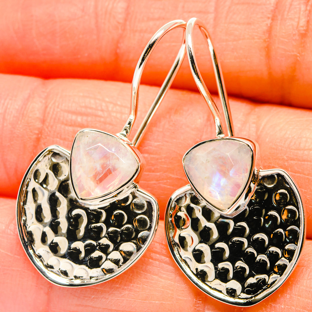 Rainbow Moonstone Earrings handcrafted by Anasilvercos - EARR425365