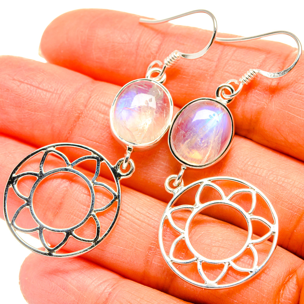 Rainbow Moonstone Earrings handcrafted by Anasilvercos - EARR425369