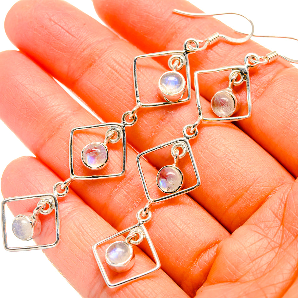 Rainbow Moonstone Earrings handcrafted by Anasilvercos - EARR425378