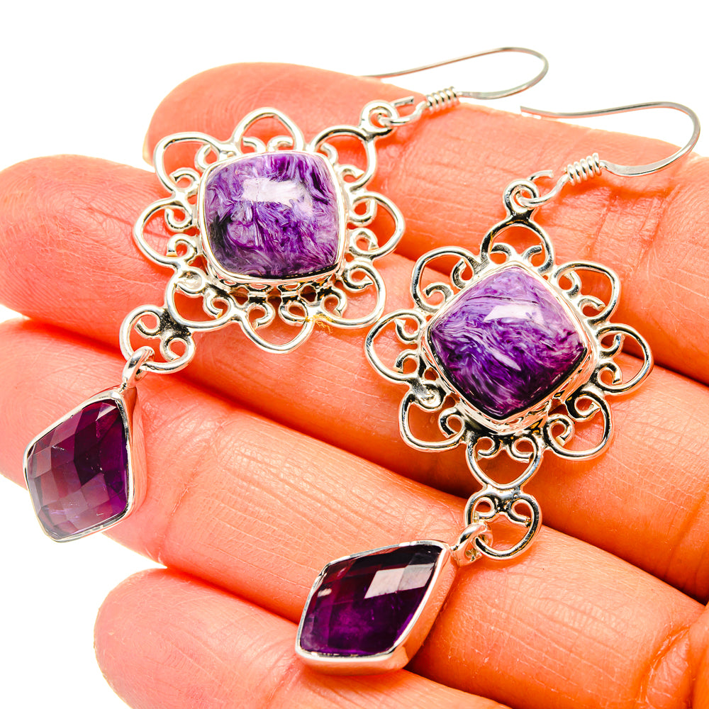 Charoite Earrings handcrafted by Anasilvercos - EARR425382