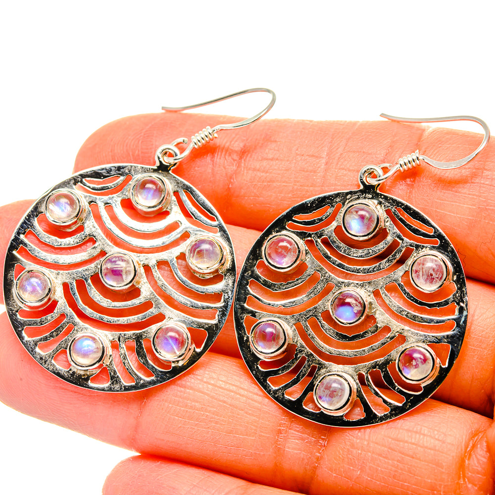 Rainbow Moonstone Earrings handcrafted by Anasilvercos - EARR425383