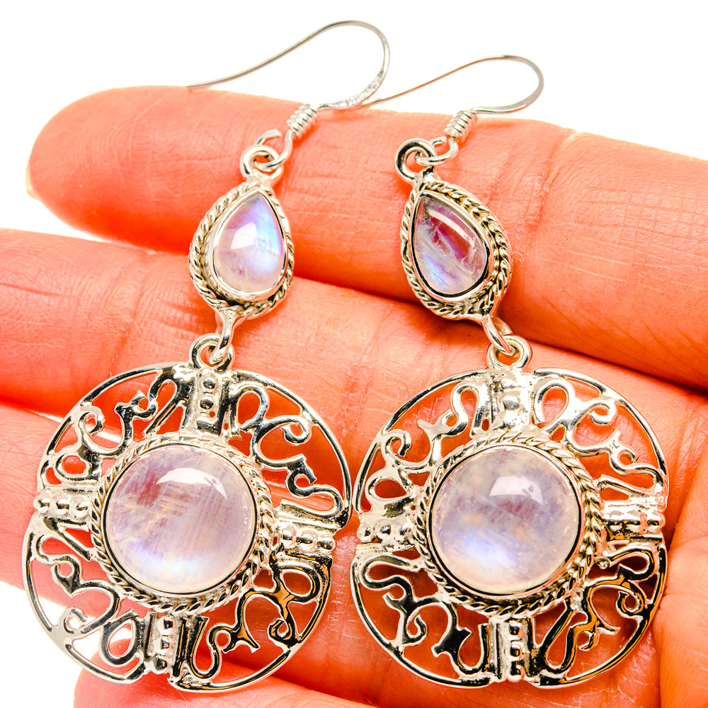 Rainbow Moonstone Earrings handcrafted by Anasilvercos - EARR425387
