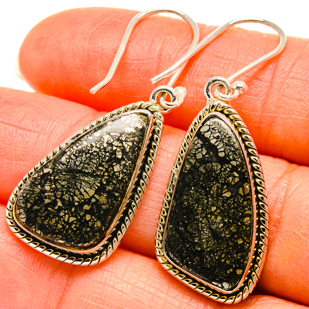 Pyrite Agate Earrings handcrafted by Anasilvercos - EARR425393