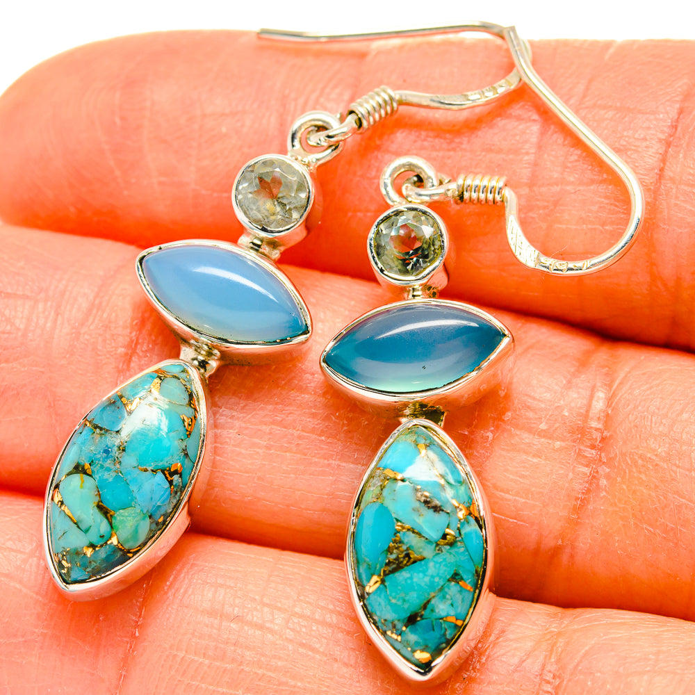 Blue Copper Composite Turquoise Earrings handcrafted by Anasilvercos - EARR425425