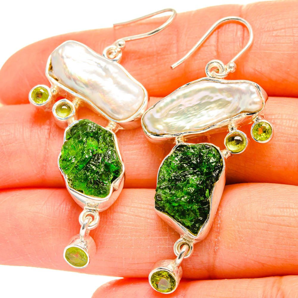 Chrome Diopside Earrings handcrafted by Anasilvercos - EARR425431