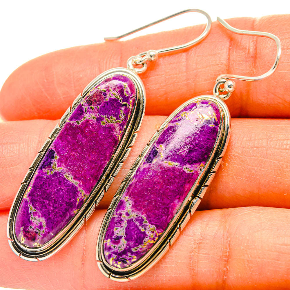 Purple Copper Composite Turquoise Earrings handcrafted by Anasilvercos - EARR425433