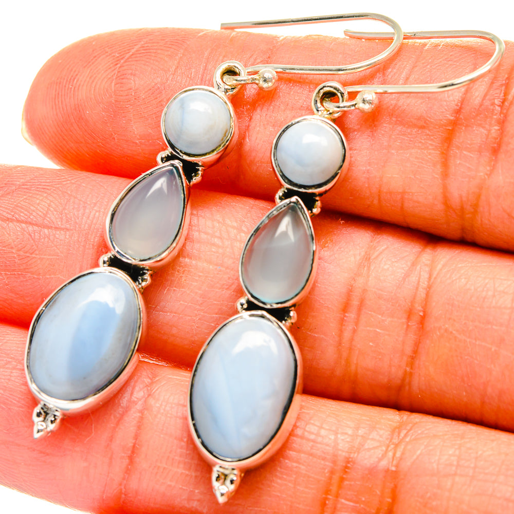 Owyhee Opal, Aqua Chalcedony Earrings handcrafted by Anasilvercos - EARR425440
