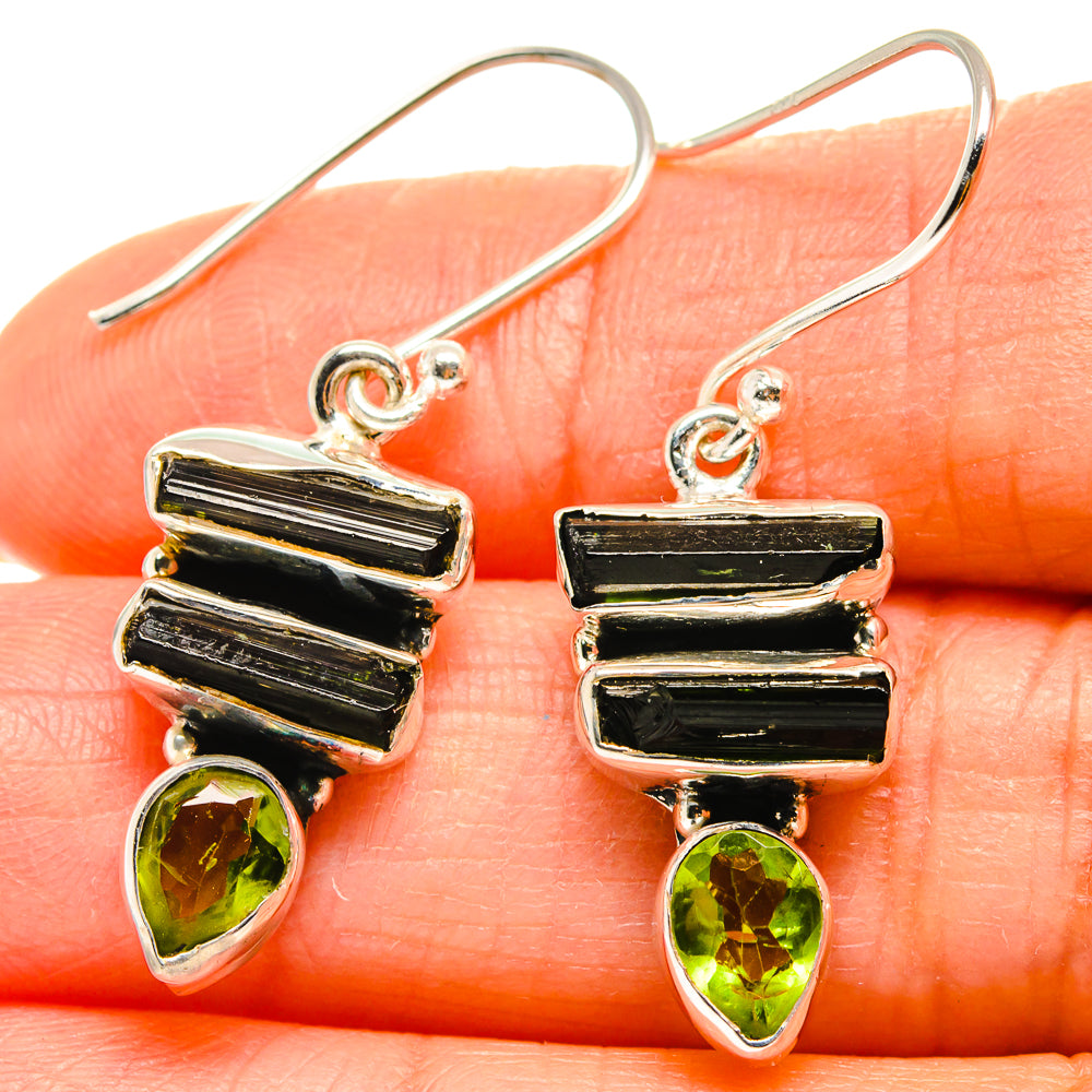 Green Tourmaline, Peridot Earrings handcrafted by Anasilvercos - EARR425443
