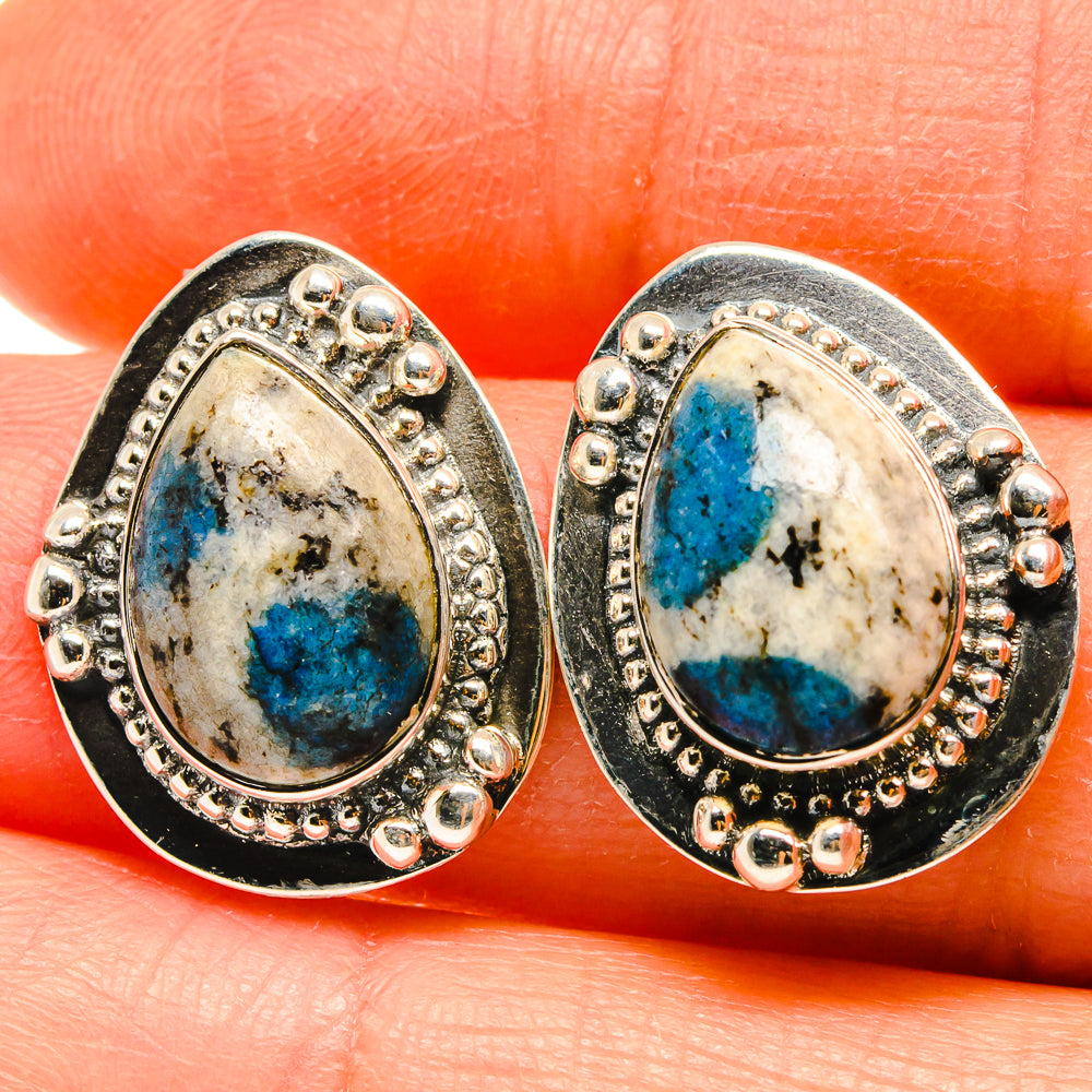 K2 Blue Azurite Earrings handcrafted by Anasilvercos - EARR425452