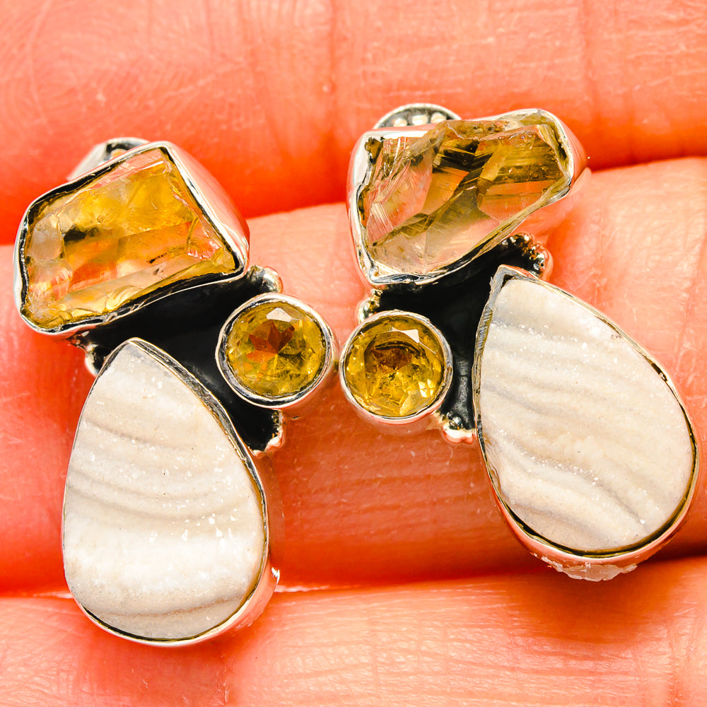 Desert Druzy, Citrine Earrings handcrafted by Anasilvercos - EARR425453