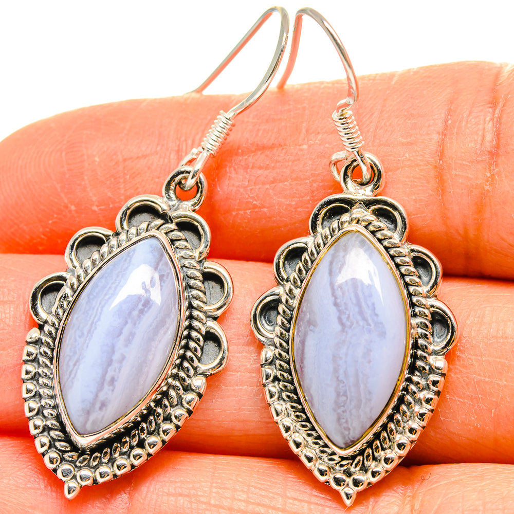 Blue Lace Agate Earrings handcrafted by Anasilvercos - EARR425464
