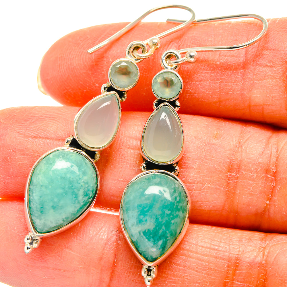 Amazonite, Aqua Chalcedony Earrings handcrafted by Anasilvercos - EARR425466