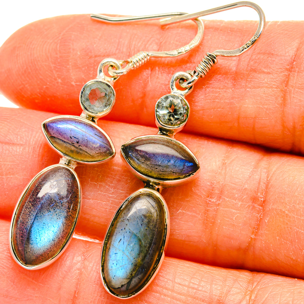 Labradorite, Blue Topaz Earrings handcrafted by Anasilvercos - EARR425468