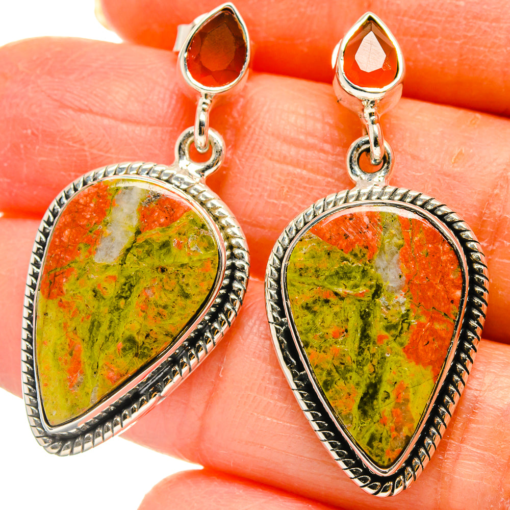 Unakite, Carnelian Earrings handcrafted by Anasilvercos - EARR425470