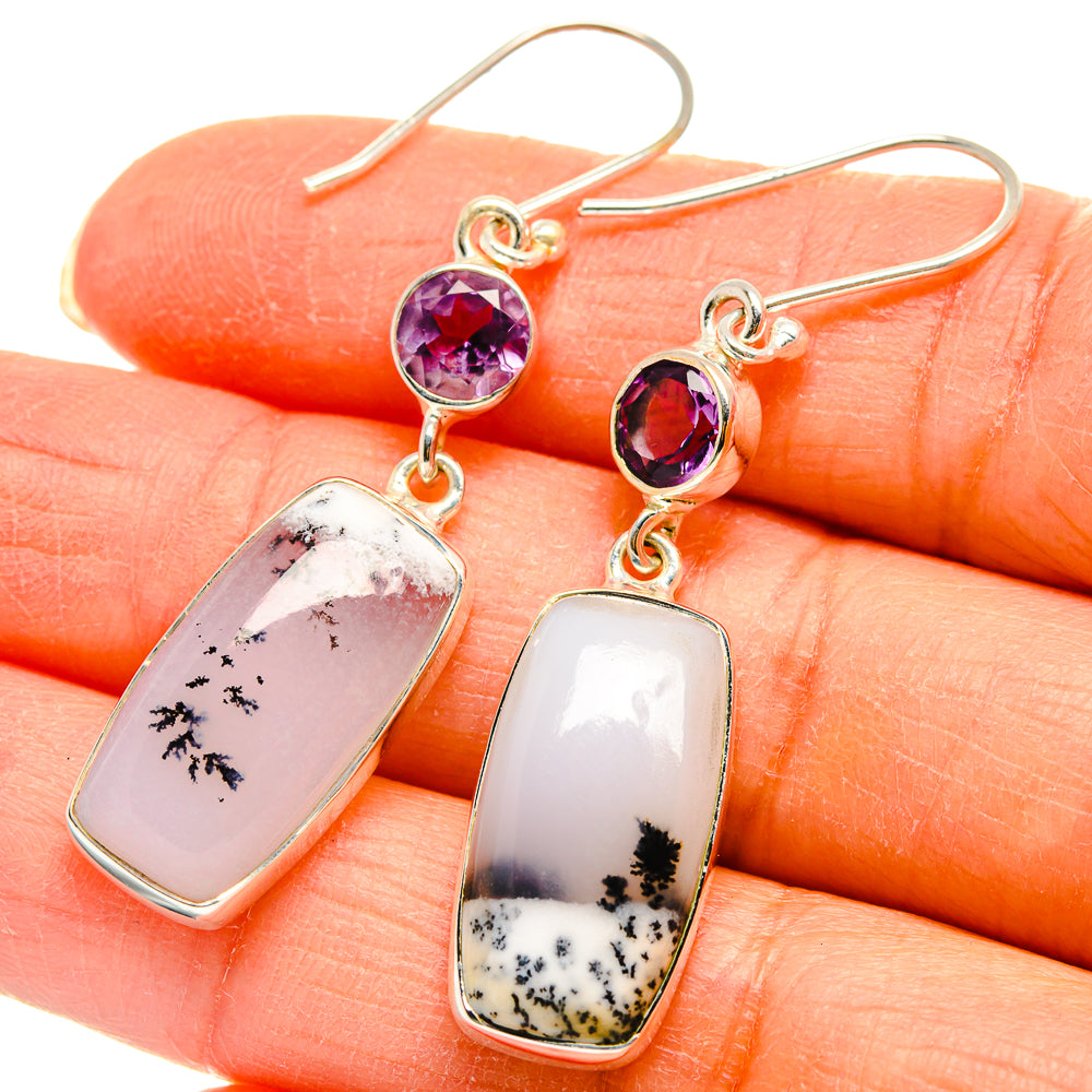 Dendritic Opal, Amethyst Earrings handcrafted by Anasilvercos - EARR425477