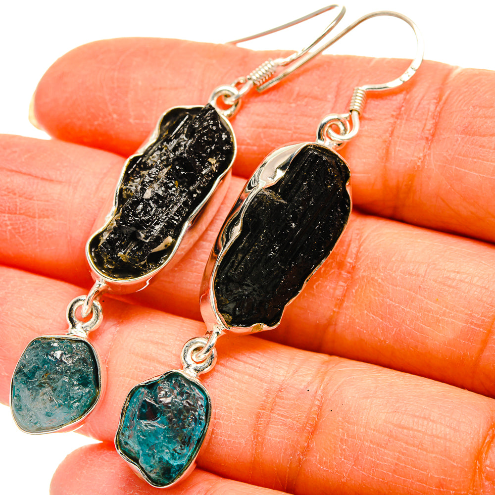 Tektite, Apatite Earrings handcrafted by Anasilvercos - EARR425484