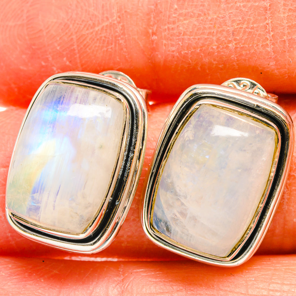 Rainbow Moonstone Earrings handcrafted by Anasilvercos - EARR425495