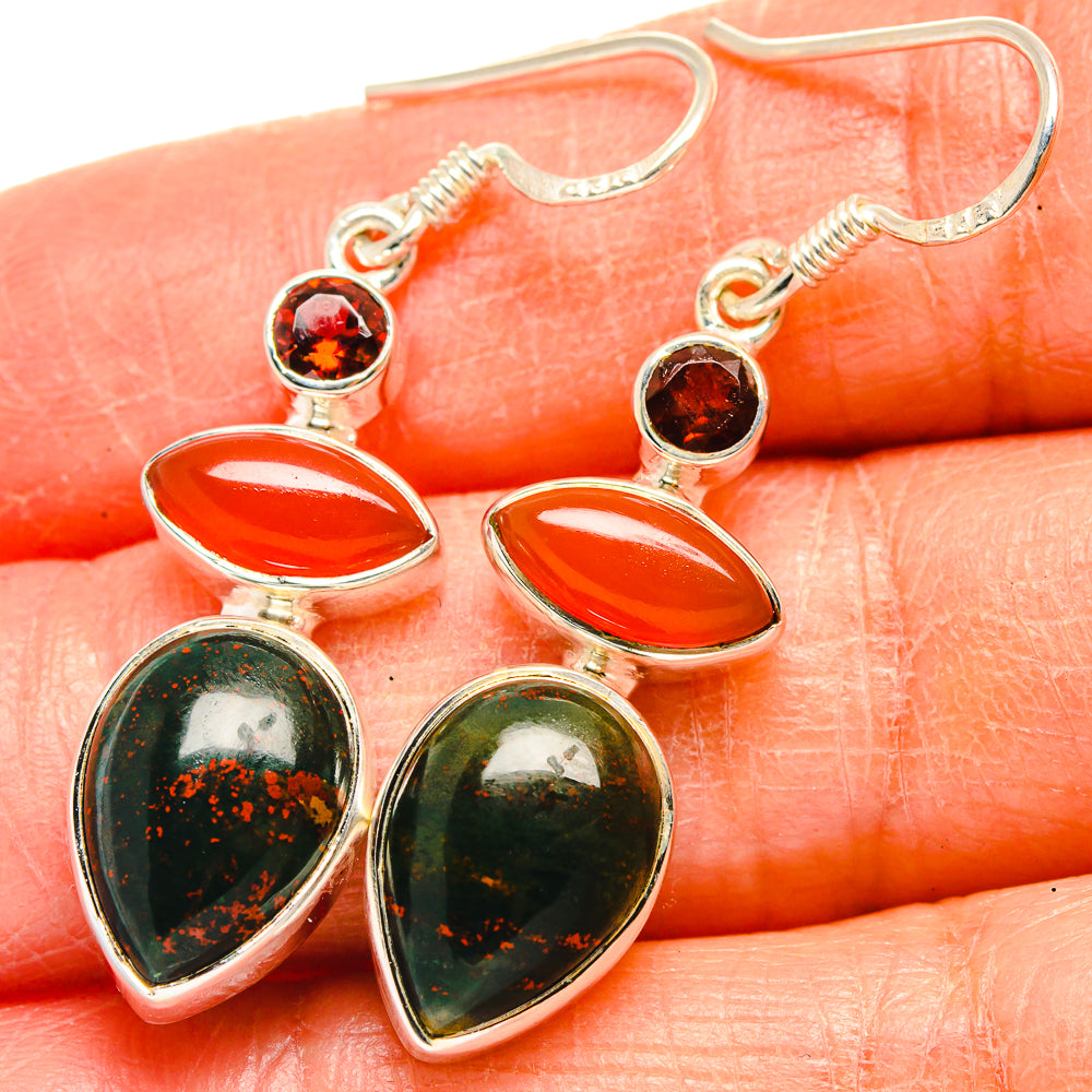 Bloodstone Earrings handcrafted by Anasilvercos - EARR425497