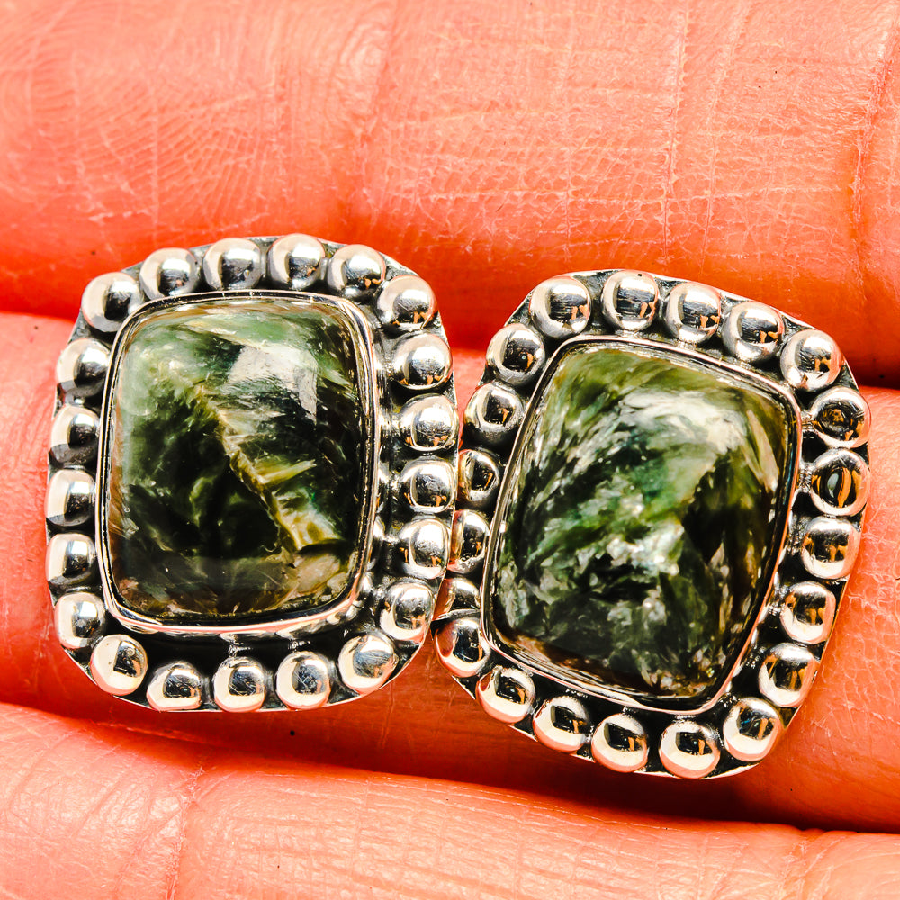 Seraphinite Earrings handcrafted by Anasilvercos - EARR425499