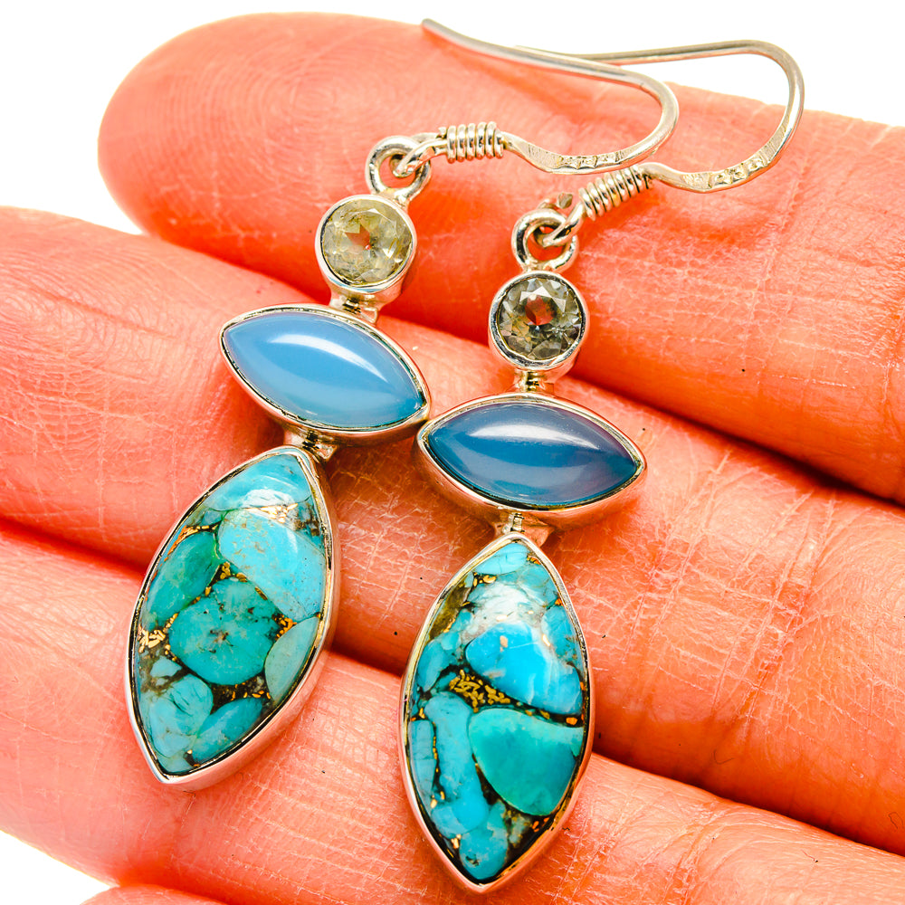 Blue Copper Composite Turquoise Earrings handcrafted by Anasilvercos - EARR425504