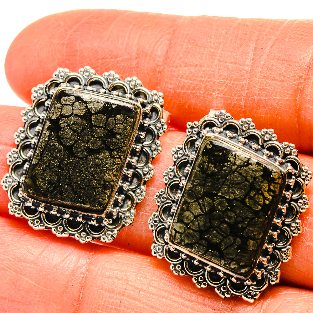 Pyrite Agate Earrings handcrafted by Anasilvercos - EARR425507