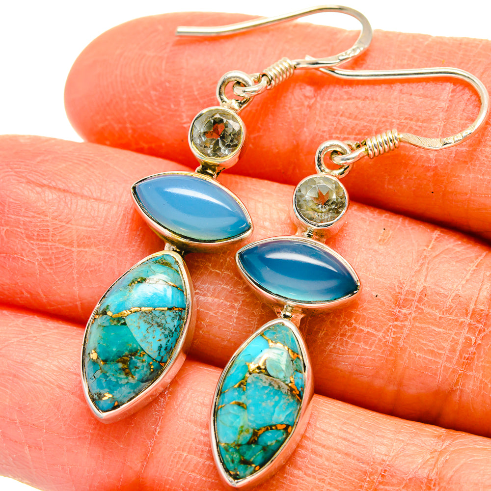 Blue Copper Composite Turquoise Earrings handcrafted by Anasilvercos - EARR425509