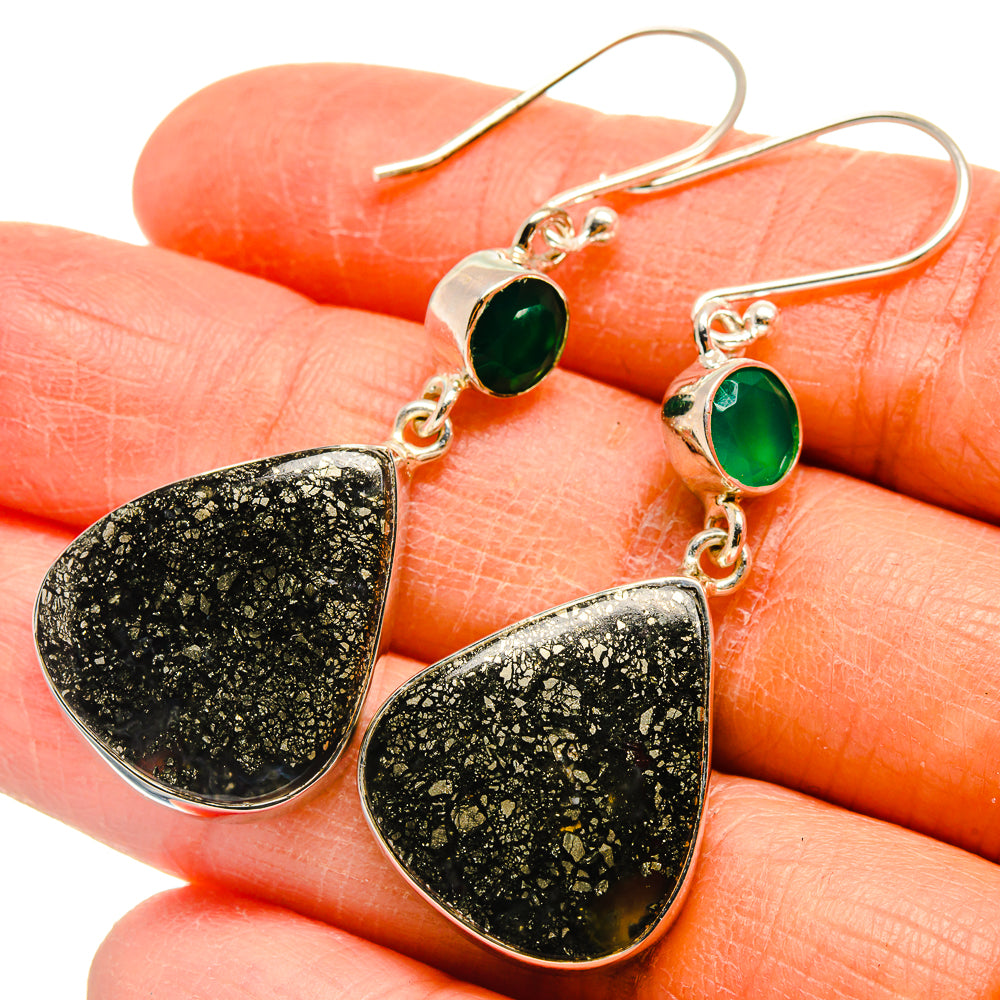 Pyrite Agate Earrings handcrafted by Anasilvercos - EARR425513