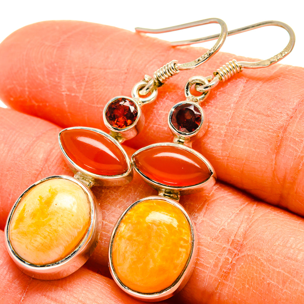 Yellow Agate Earrings handcrafted by Anasilvercos - EARR425520