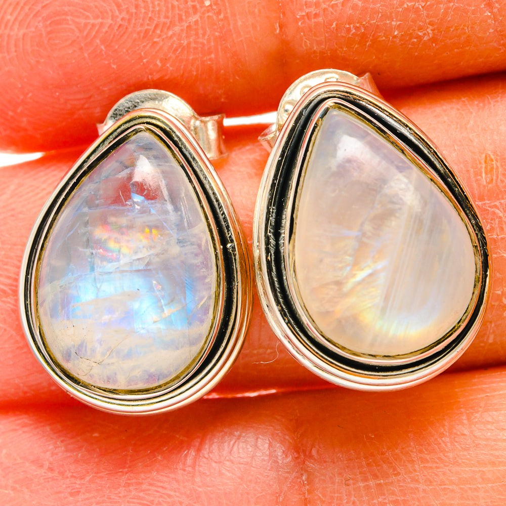 Rainbow Moonstone Earrings handcrafted by Anasilvercos - EARR425546