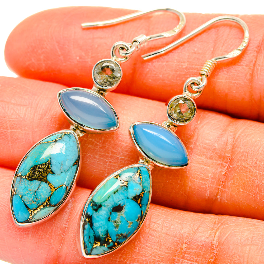 Blue Copper Composite Turquoise Earrings handcrafted by Anasilvercos - EARR425548