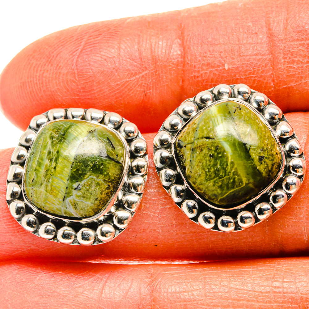 African Green Opal Earrings handcrafted by Anasilvercos - EARR425559