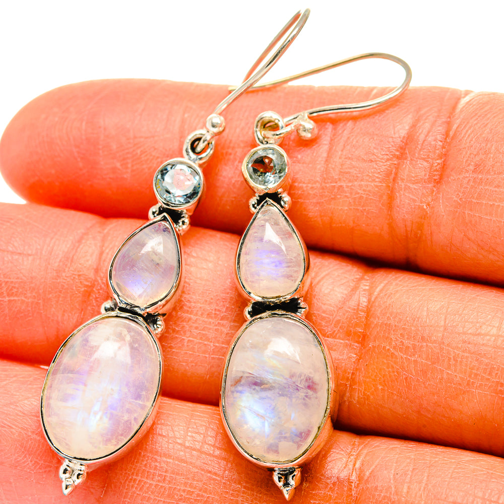 Rainbow Moonstone Earrings handcrafted by Anasilvercos - EARR425569