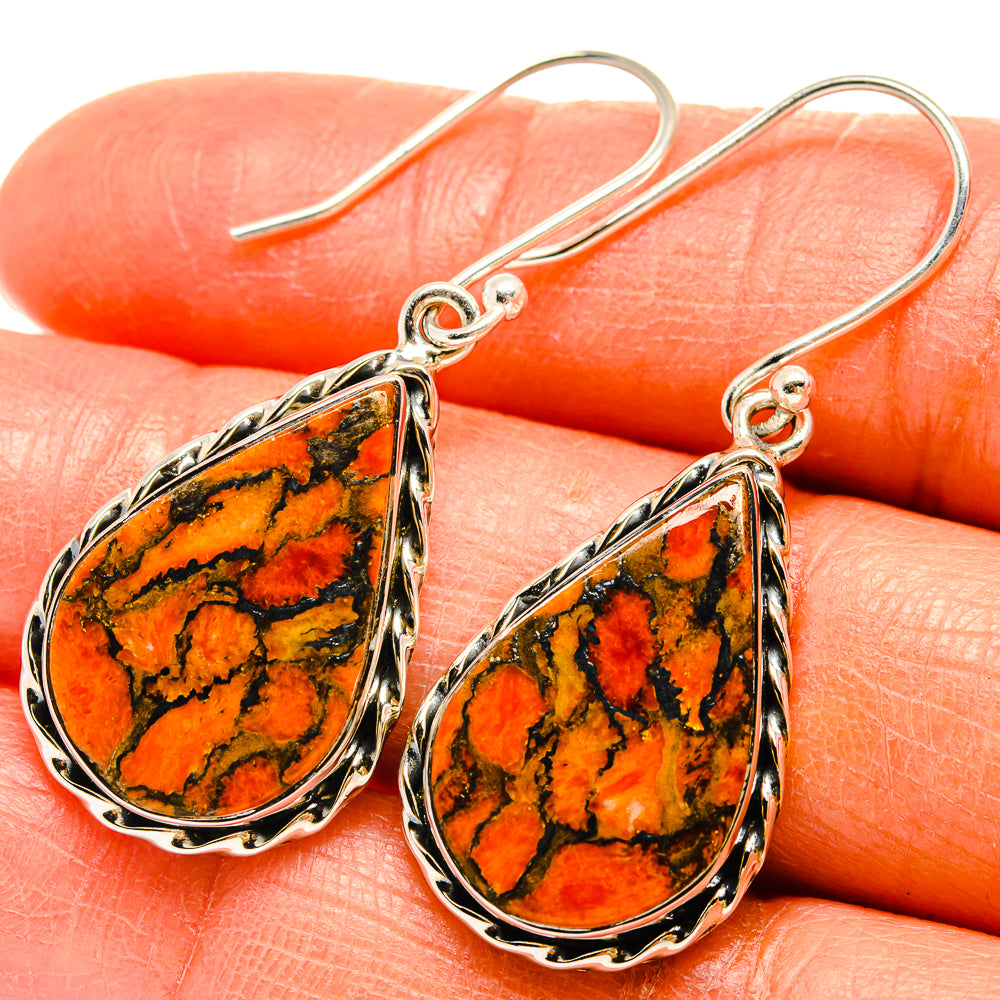 Orange Copper Composite Turquoise Earrings handcrafted by Anasilvercos - EARR425572