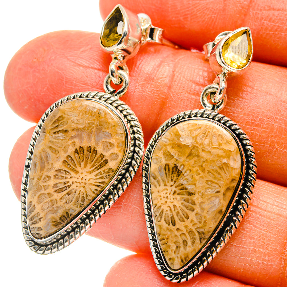 Fossil Coral Earrings handcrafted by Anasilvercos - EARR425575