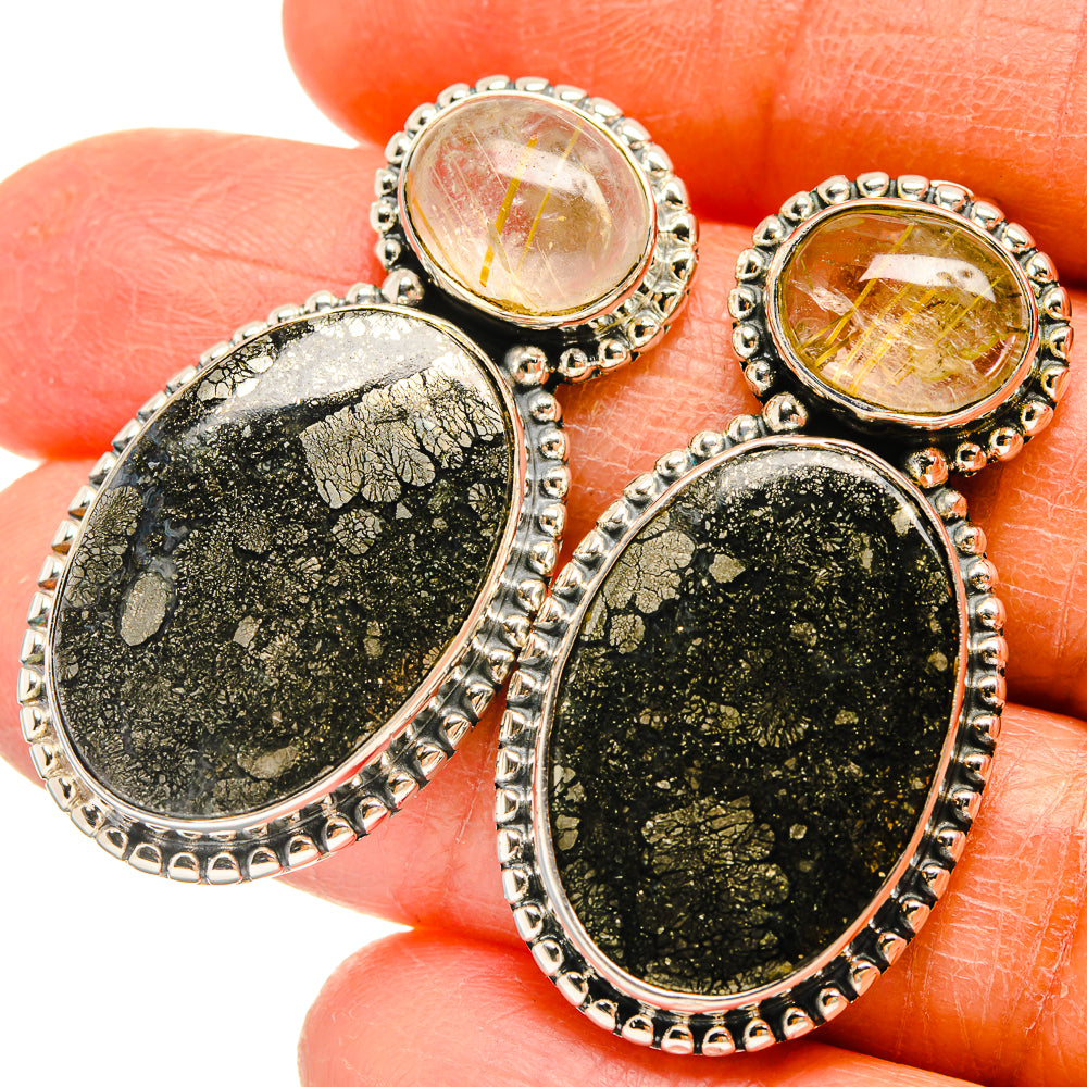 Pyrite Agate Earrings handcrafted by Anasilvercos - EARR425580