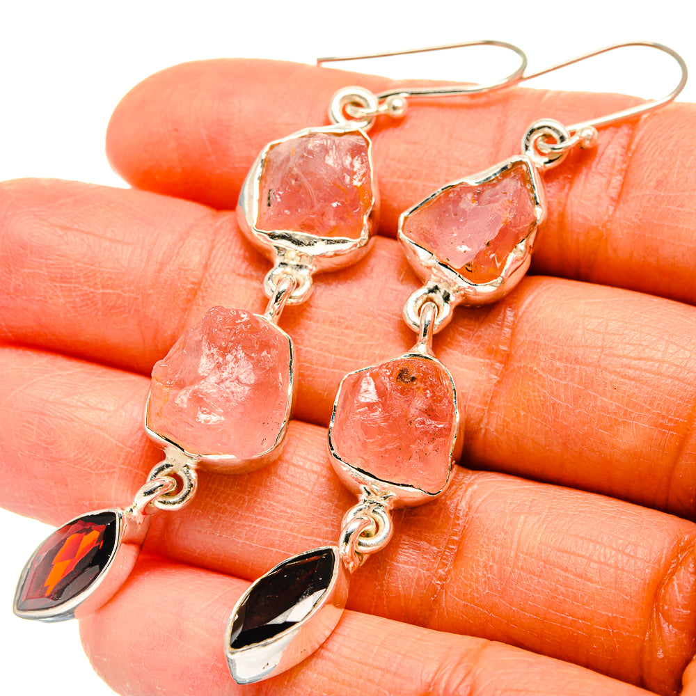 Rose Quartz Earrings handcrafted by Anasilvercos - EARR425586