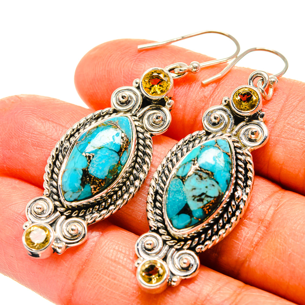 Blue Copper Composite Turquoise Earrings handcrafted by Anasilvercos - EARR425589