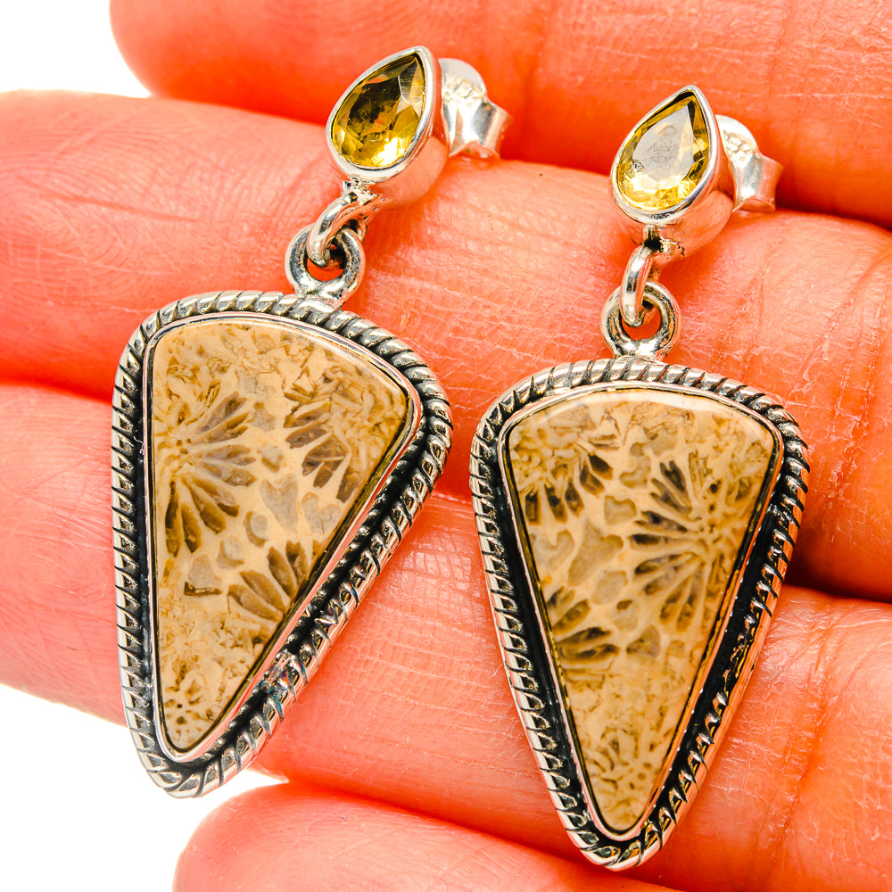 Fossil Coral Earrings handcrafted by Anasilvercos - EARR425593
