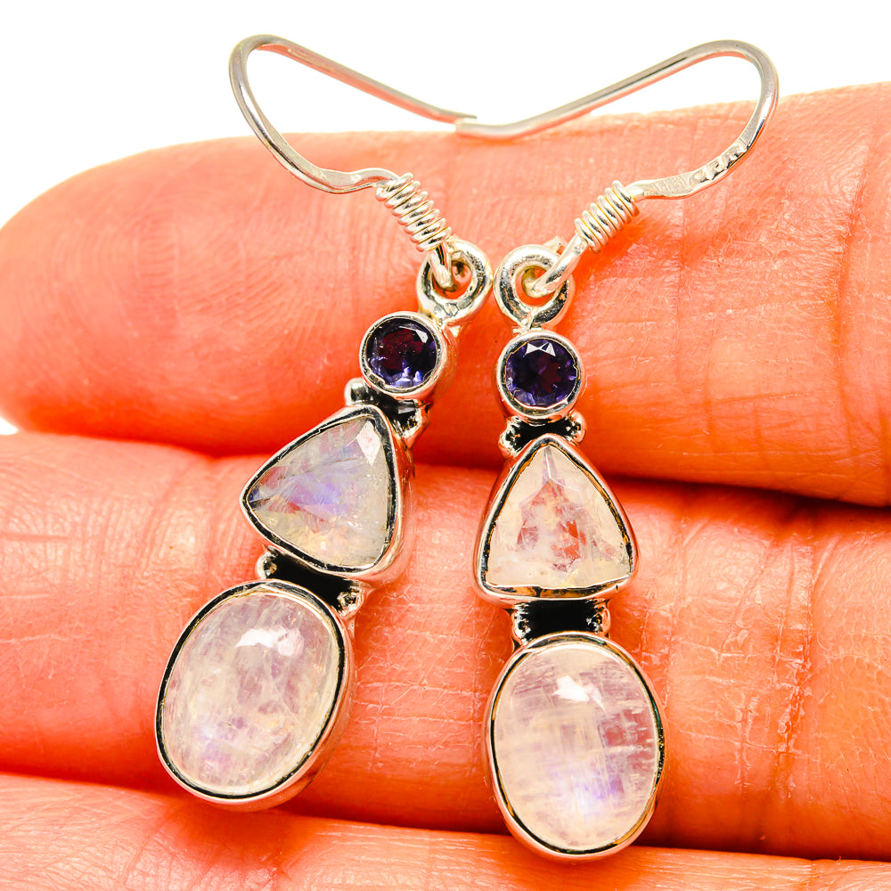 Rainbow Moonstone Earrings handcrafted by Anasilvercos - EARR425599