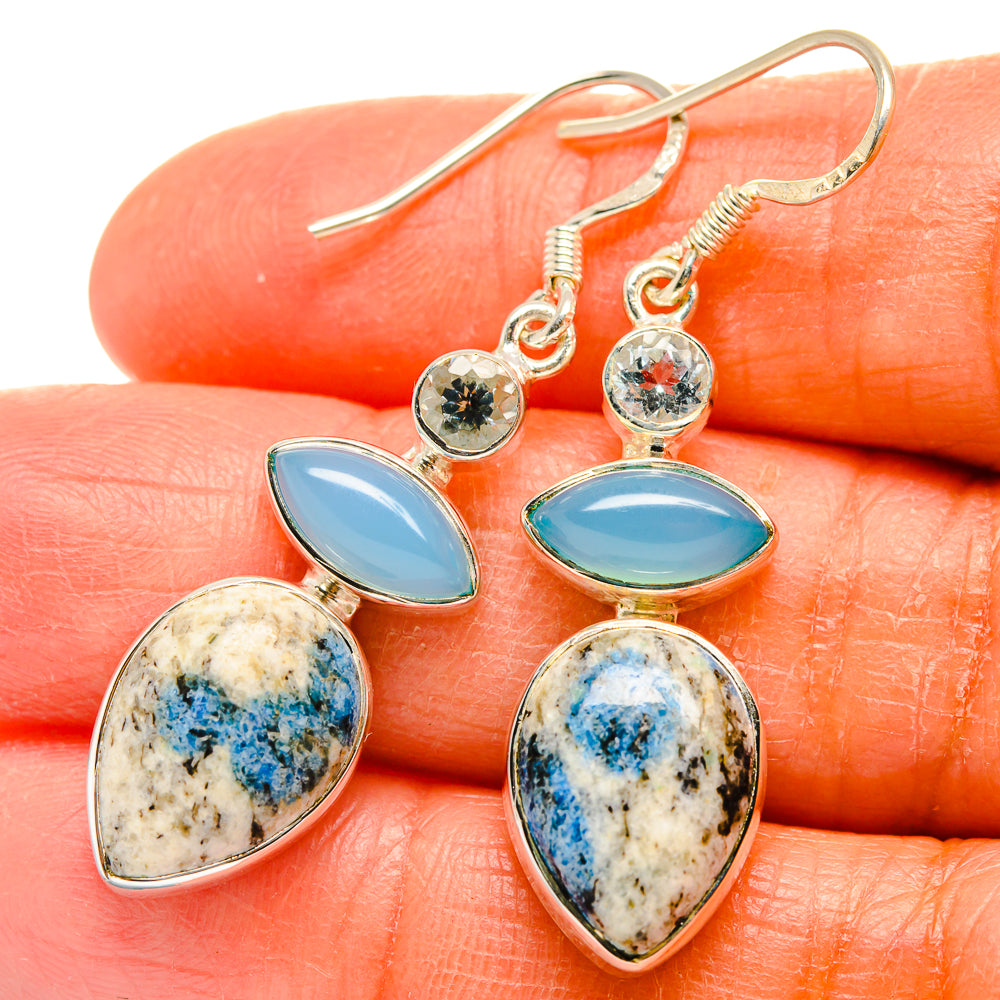 K2 Blue Azurite Earrings handcrafted by Anasilvercos - EARR425604
