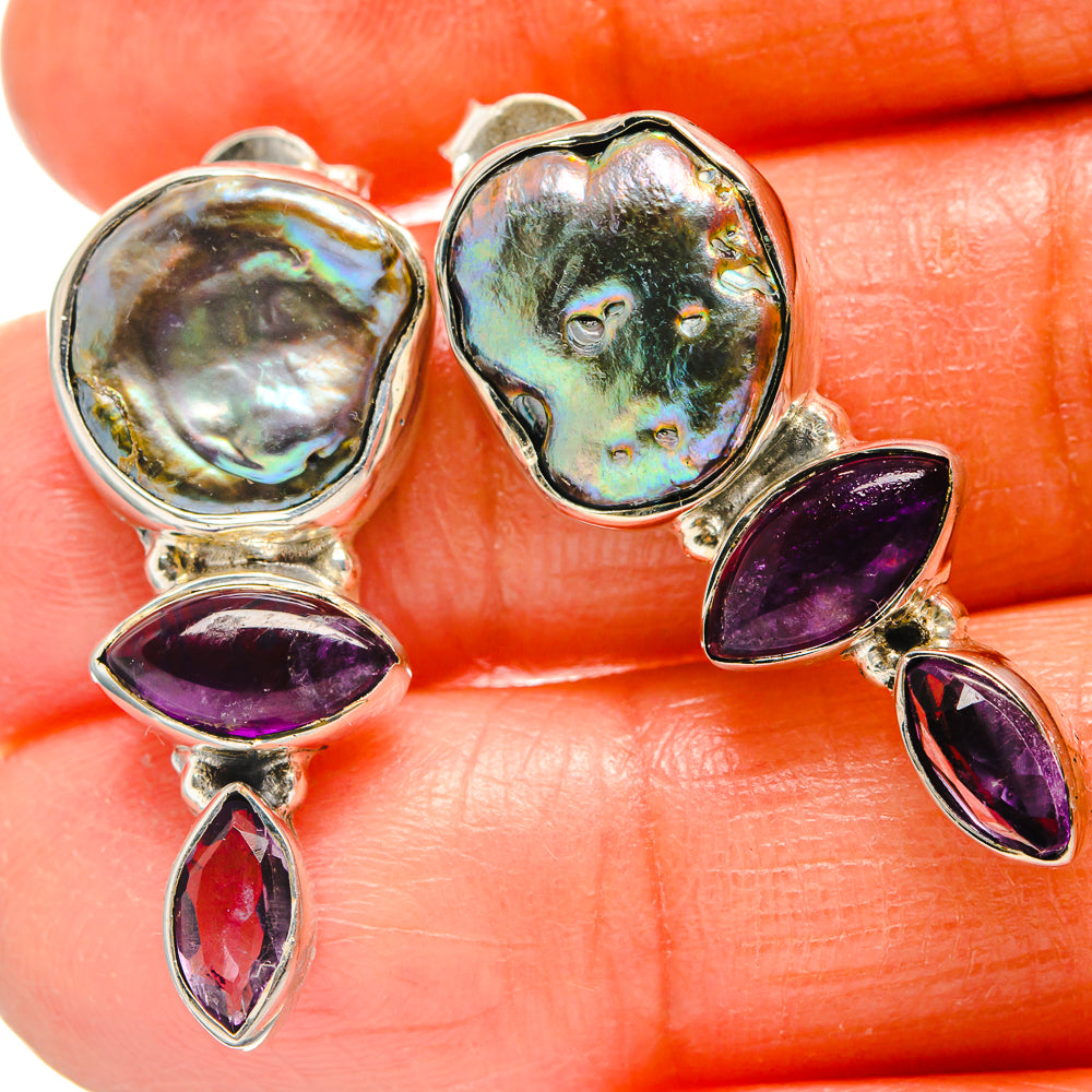Titanium Mother Of Pearl Earrings handcrafted by Anasilvercos - EARR425611