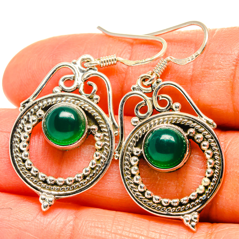 Green Onyx Earrings handcrafted by Anasilvercos - EARR425623